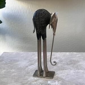 Metal & Wood Welded Elephant Figurine Statue 15" Tall